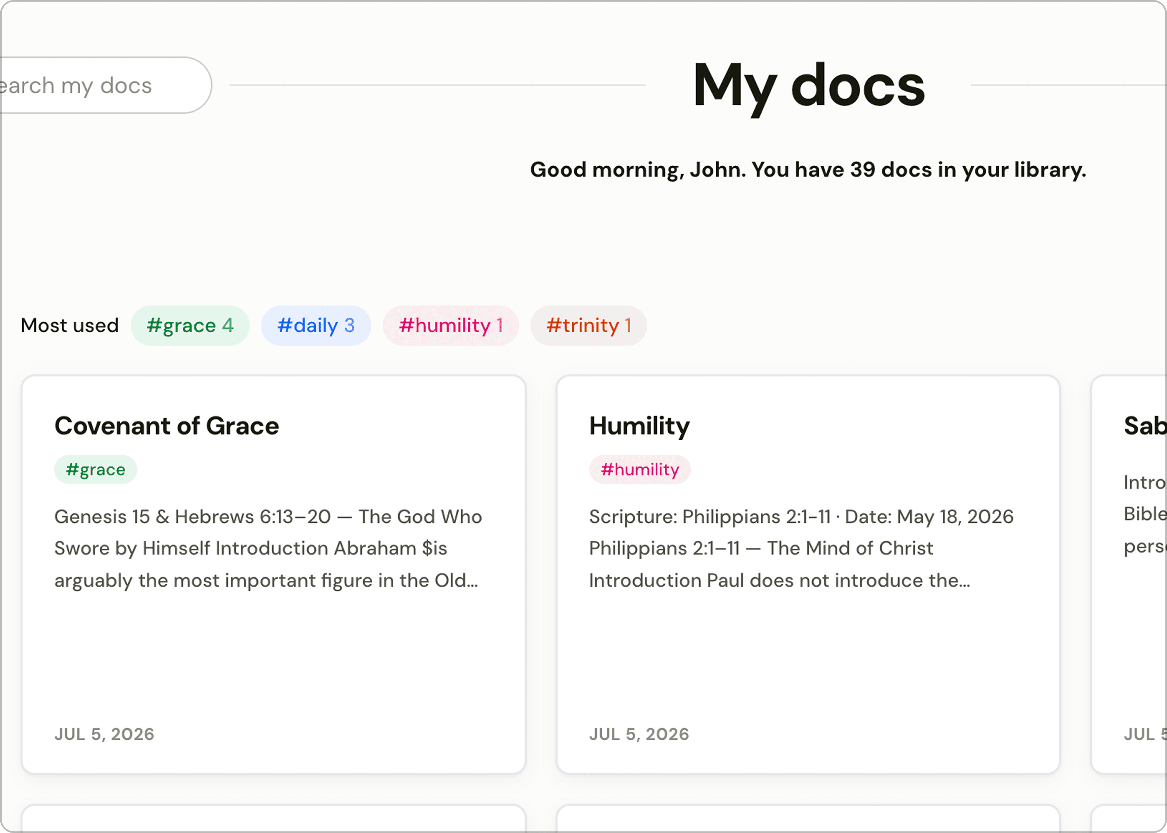 All notes listed in one view, searchable without folders
